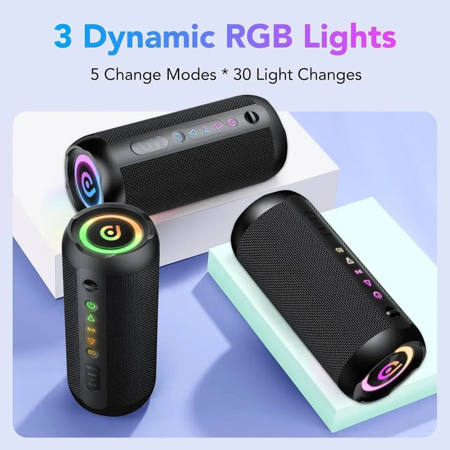 Bluetooth Speaker, Speakers Wireless Bluetooth 5.4 with 30H Playtime, BassUp, 30W Stereo Sound, IPX7 Waterproof Portable Speaker